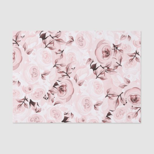 Roze Rozen Shabby Chic Glam Elegante Bloem Party Tissuepapier (Voorkant)