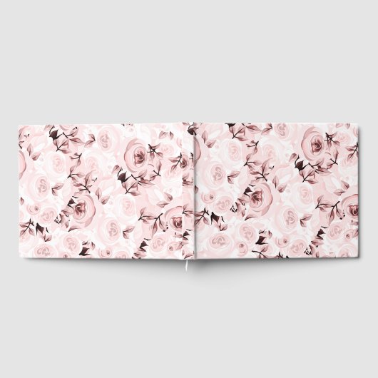 Roze Rozen Shabby Chic Glam Elegante Bloemen Huwel Gastenboek (Volledig)
