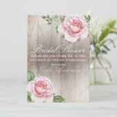 Roze Rozen Shabby Chic Wit Rustiek Vrijgezellenfee Kaart (Staand voorkant)