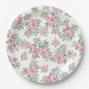Roze Rozen Shabby Vintage Chic Antiek Papieren Bordje