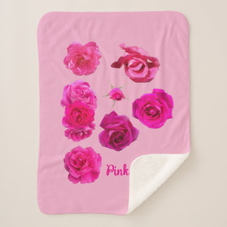Roze rozen sherpa deken