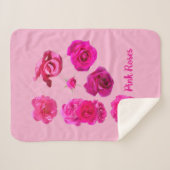 Roze rozen sherpa deken (Voorkant (horizontaal))