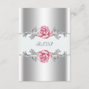 Roze rozen Silver 25th Wedding Jubileum RSVP