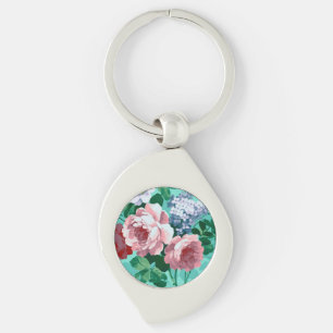 Roze rozen sleutelhanger