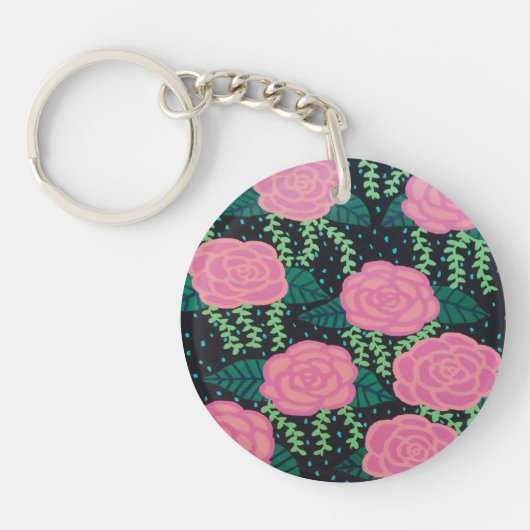 Roze Rozen Sleutelhanger (Voorkant)