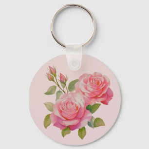 Roze Rozen Sleutelhanger