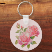 Roze rozen sleutelhanger (Voorkant)