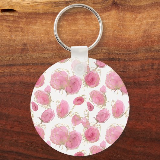 Roze rozen sleutelhanger (Voorkant)
