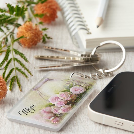 Roze rozen sleutelhanger (Voorkant Rechts)