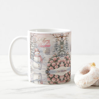 Roze Rozen, Sneeuwman Kerstdorp Koffiemok