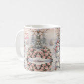  Roze Rozen, Sneeuwman Kerstdorp Koffiemok (Voorkant links)