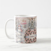  Roze Rozen, Sneeuwman Kerstdorp Koffiemok (Links)