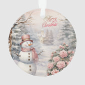  Roze Rozen, Sneeuwman Kerstdorp Ornament (achterkant)