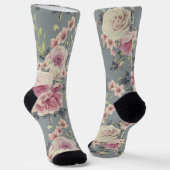 roze rozen sokken (Gebogen)