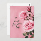 Roze Rozen SORRY VOOR HET VERLIES AANGEPASTE condo Briefkaart (Voorkant / Achterkant)