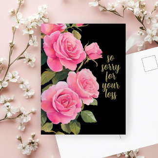 Roze Rozen SORRY VOOR HET VERLIES CONDOLENTIES Briefkaart