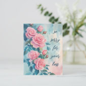 Roze Rozen SORRY VOOR HET VERLIES Gebruiker Condol Briefkaart (Staand voorkant)