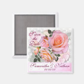  roze rozen sparen de Datum Magneet (Voorkant / Achterkant)