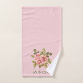   roze rozen, speciaal gepersonaliseerd bad handdoek (Handdoek)
