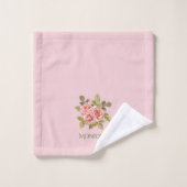   roze rozen, speciaal gepersonaliseerd bad handdoek (Wasdoekje)