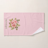   roze rozen, speciaal gepersonaliseerd bad handdoek (Handdoek)