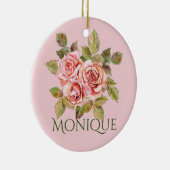   roze rozen, speciaal gepersonaliseerd keramisch ornament (Rechts)