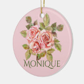 roze rozen, speciaal gepersonaliseerd keramisch ornament (Links)