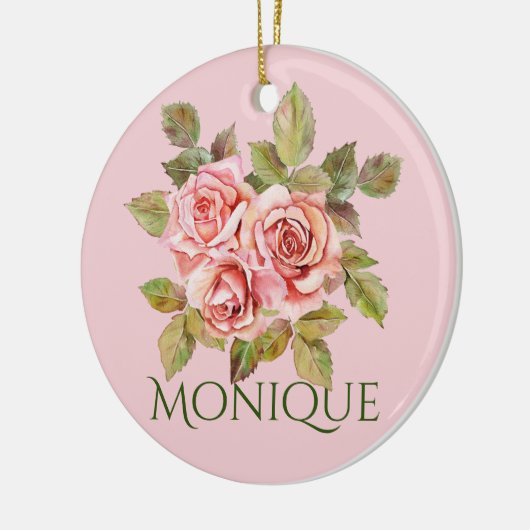   roze rozen, speciaal gepersonaliseerd keramisch ornament (Links)