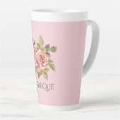 roze rozen, speciaal gepersonaliseerd latte mok (Rechterhoek)