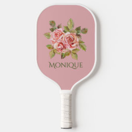 roze rozen, speciaal gepersonaliseerd pickleball paddle