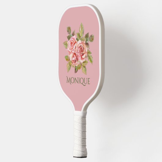  roze rozen, speciaal gepersonaliseerd pickleball paddle (Links)