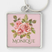   roze rozen, speciaal gepersonaliseerd sleutelhanger (Voorkant)