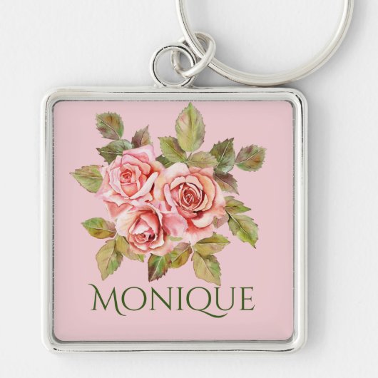   roze rozen, speciaal gepersonaliseerd sleutelhanger (Voorkant)