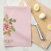   roze rozen, speciaal gepersonaliseerd theedoek (Quarter Fold)