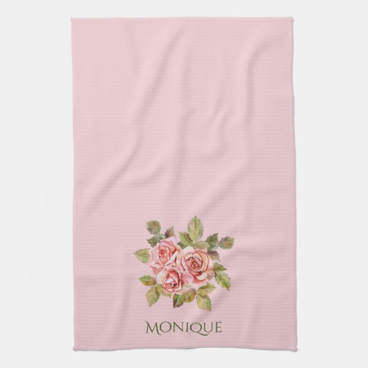   roze rozen, speciaal gepersonaliseerd theedoek (Verticaal)