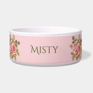   roze rozen, speciaal gepersonaliseerd voerbakje