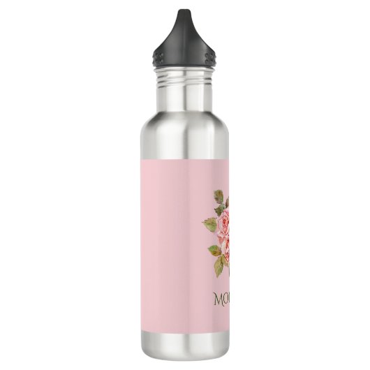   roze rozen, speciaal gepersonaliseerd   waterfles  (Links)