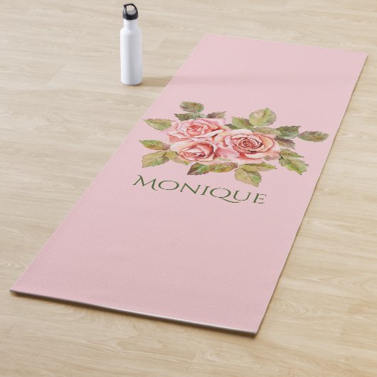 roze rozen, speciaal gepersonaliseerd yogamat (In situ)