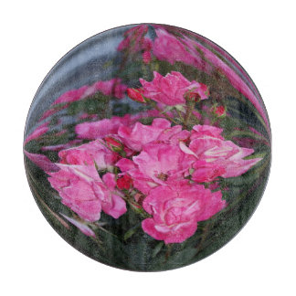 Roze rozen spiegelbaleffect glazen snijplank