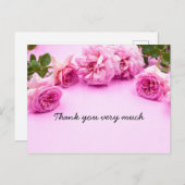 Roze rozen staan op roze achtergrond dankzij je ka briefkaart (Voorkant / Achterkant)