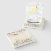 Roze Rozen Stenen Onderzetter (Zijkant)