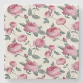 Roze rozen stenen onderzetter (Voorkant)