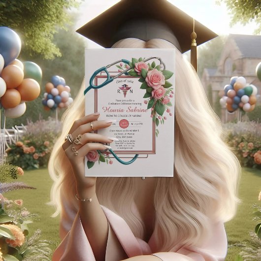 Roze Rozen Stethoscoop Verpleegkundige Afstuderen  Bedankkaart