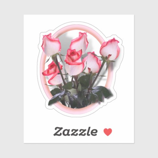 Roze rozen sticker (Vel)