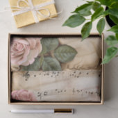 Roze rozen  stijl muziekblad ephemera tissuepapier (Geschenk)