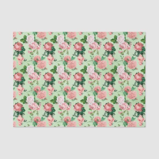 Roze Rozen stijl Tissuepapier (Voorkant)