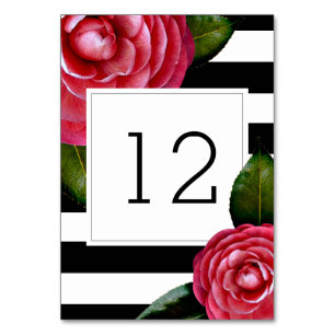Roze Rozen + Strepen Tafelnummer