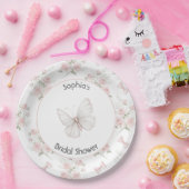 Roze Rozen Strikken Bruidsdouche Papieren Bordje (Feest)