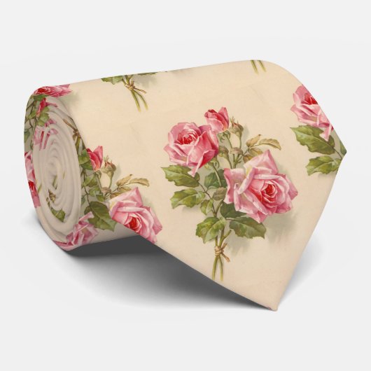  roze rozen stropdas (Opgerold)