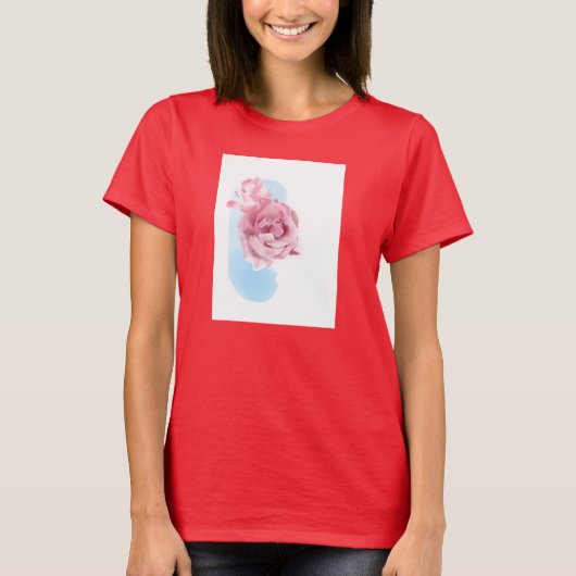 Roze rozen t-shirt (Voorkant)